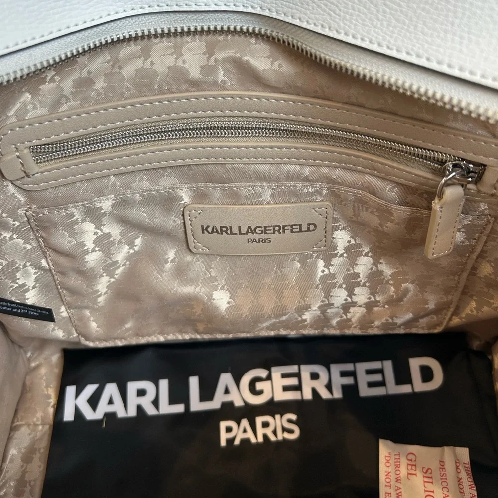 *New* Karl Lagerfeld Paris Floral Printed Tote Bag White Sunflower - Picture 12 of 17